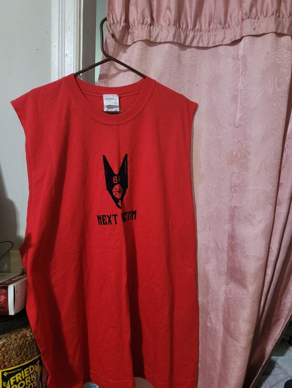 Reebok Red Sleeveless Men's Tank with Black 'Next Victim' Graphic
